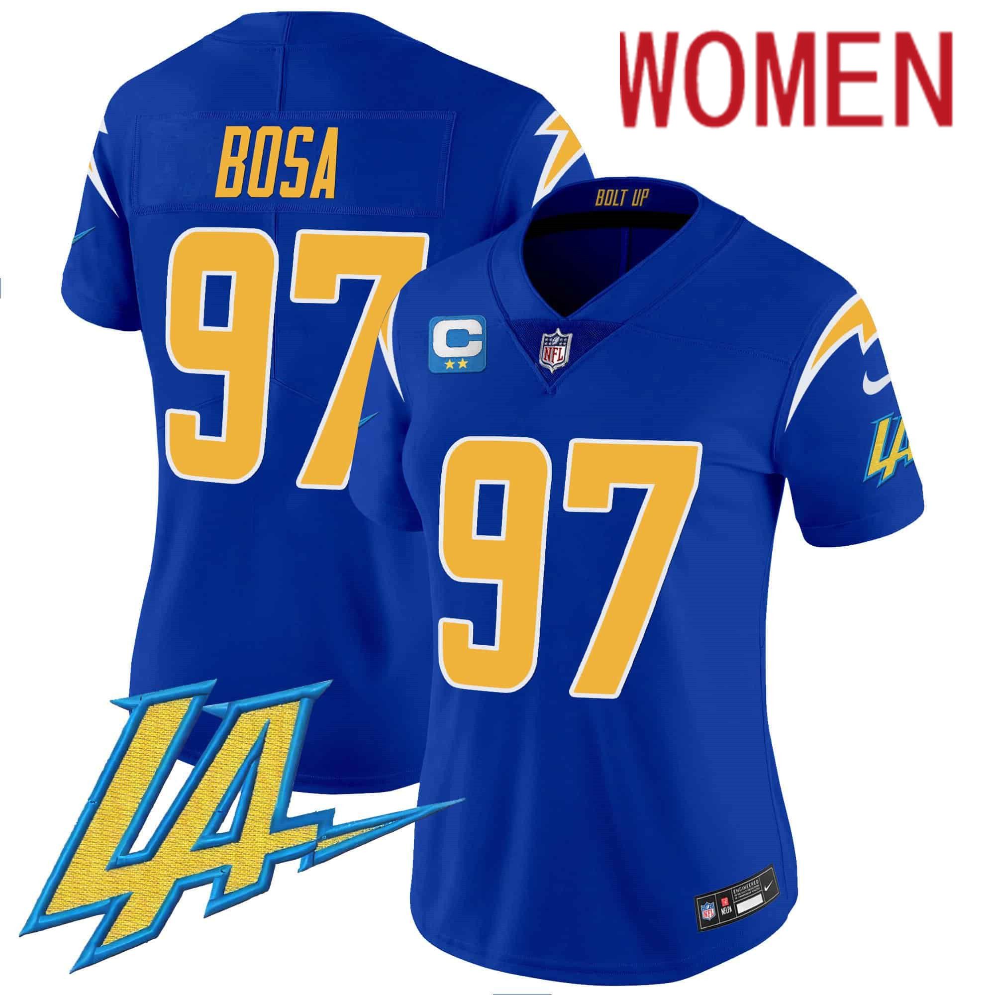 Women Los Angeles Chargers #97 Bosa Blue 2024 Nike Vapor Limited NFL Jersey->customized nfl jersey->Custom Jersey